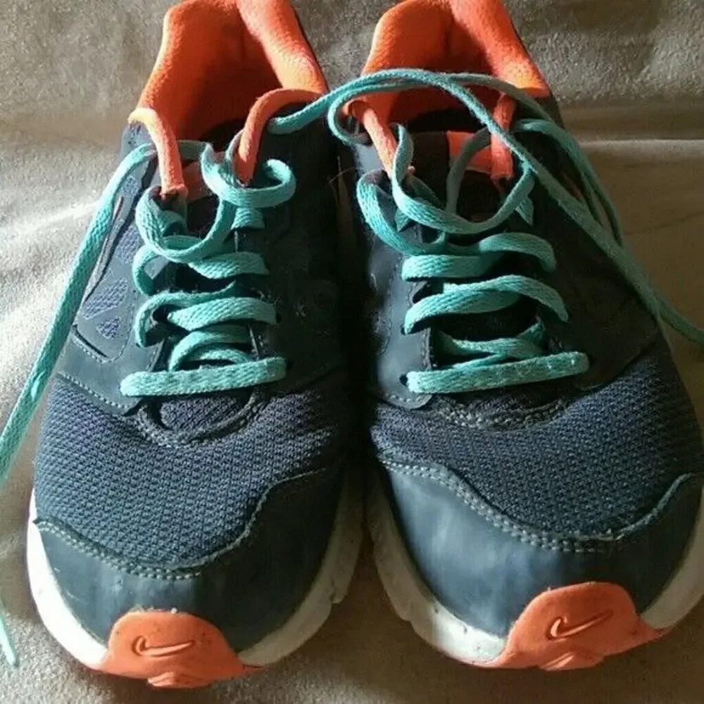 Nike Downshifter 6 Running Shoes Grey & Coral & Light Blue 684765-018 - Size 8